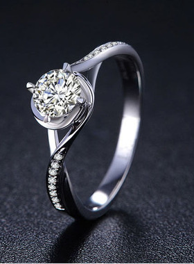 戒指分群情侣白金莫桑钻石女士