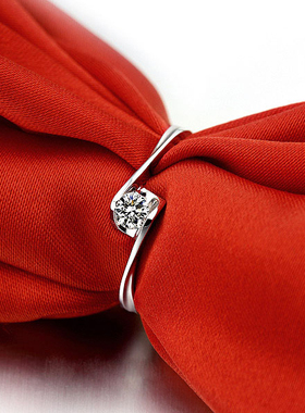 正品PT950铂金天使之吻求婚钻戒女情侣对戒莫桑石18k白金戒指定制