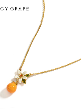 橘子甜美风生日锁骨链送女友礼物