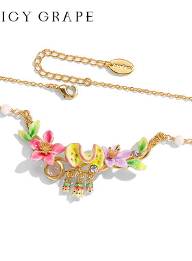 Juicy Grape设计师款法式花朵锁骨链轻奢花卉丛林铃兰项链女礼物