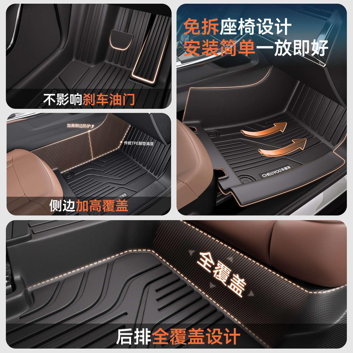 车丽友适用于雷克萨斯ES200 300H RX300 350h NX200全包围TPE脚垫