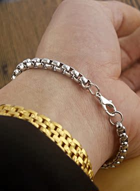 欧美银色钛钢通用盒子链