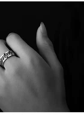 欧美风男士黑色链条戒指