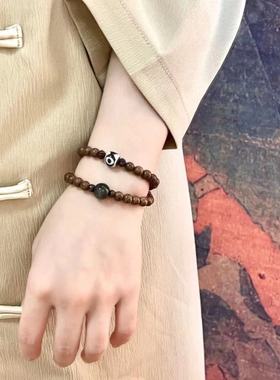 天然金丝檀木东陵玉竹节手串