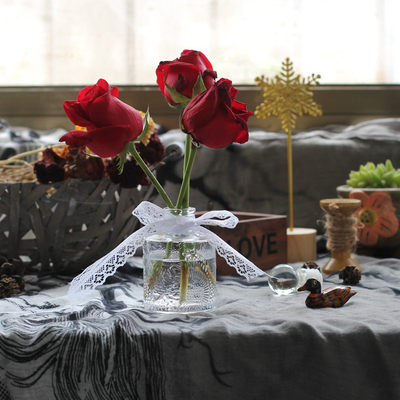 网红美式浮雕复古个性水晶法式玻璃小花瓶摄影道具精致水培绿植瓶 虎窝淘