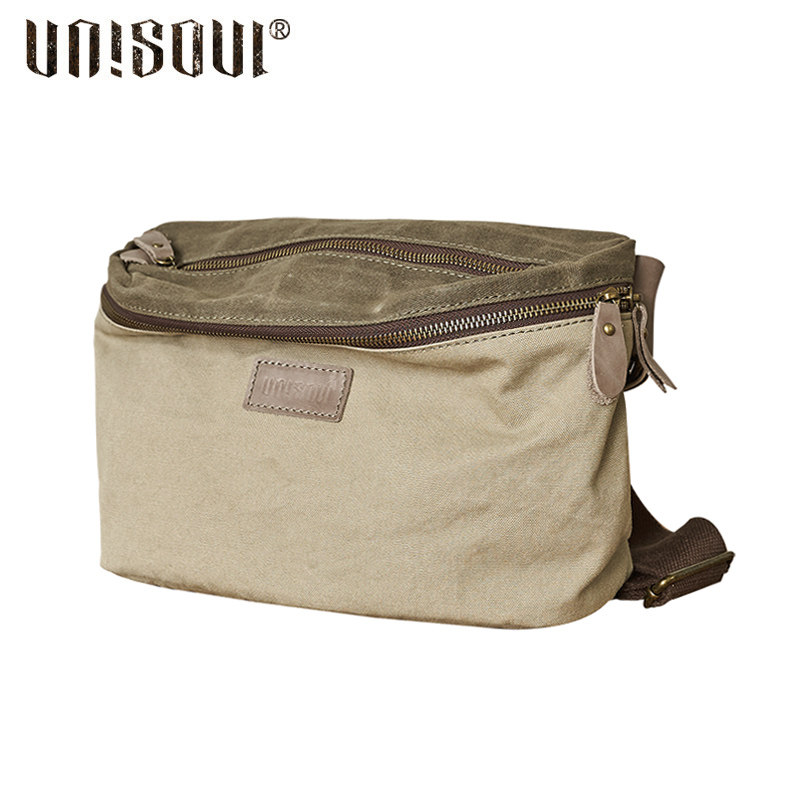 男帆布潮牌休闲小背包新款斜挎包 UNISOUL男士包袋