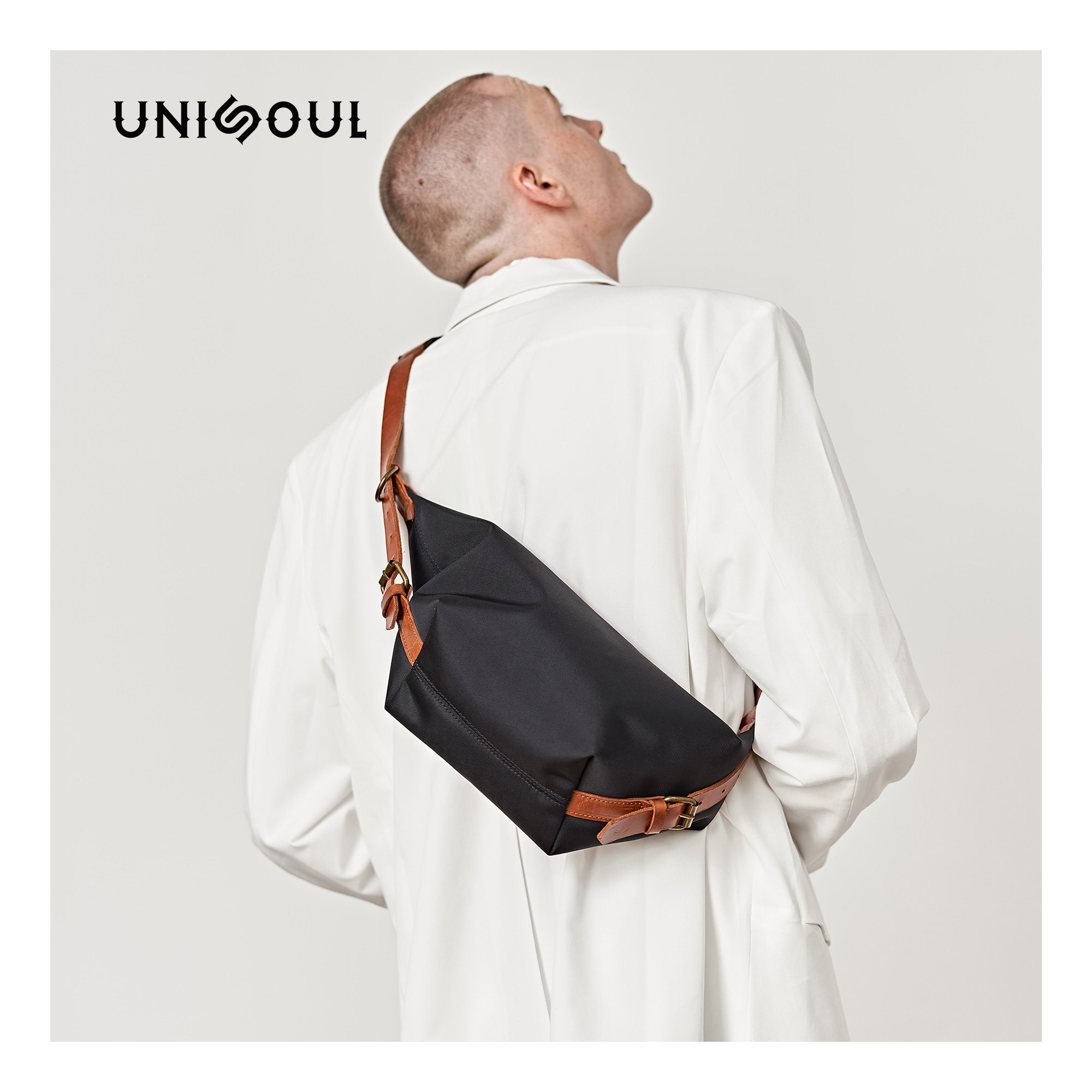 unisoul胸包男潮牌休闲个性单肩包 UNISOUL男士包袋