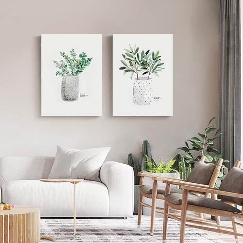 现代简约装饰画北欧ins绿植物小清新客厅餐厅挂画卧室床头墙壁画 - 图1