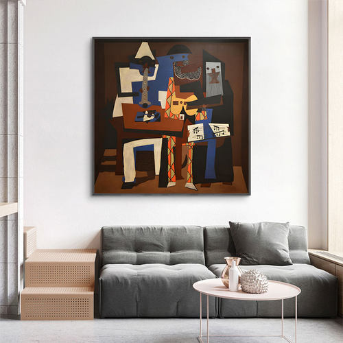 《三个音乐家》毕加索抽象名画装饰画餐厅客厅墙壁画玄关书房挂画 - 图0