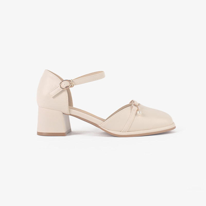 杰豪女鞋真皮包头凉鞋女款2024新款夏季高跟单鞋配裙子一字带正品,淘宝优惠券,粉丝福利购,淘宝优惠卷