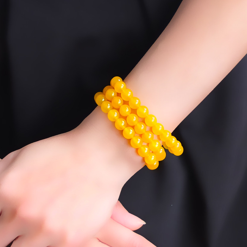 沛孚珠宝新品天然巴西黄玉髓玛瑙手链女三圈蜜蜡黄单手串促销包邮,淘宝优惠券,粉丝福利购,淘宝优惠卷