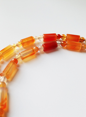 沛孚珠宝天然玛瑙吊坠长款毛衣链