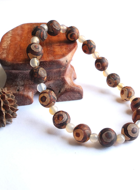 沛孚三眼天珠玛瑙手串单圈包邮