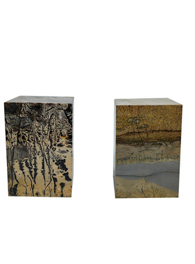 天然实心大理石圆柱圆饼饰品摆件底座首饰展示座