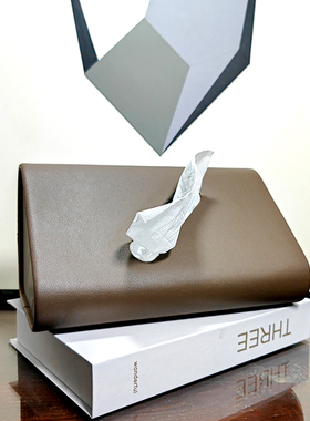 轻奢商用设计感皮革纸巾盒抽纸盒摆件样板房客厅卧室床头柜装饰品