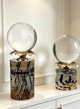 金属玻璃摆件花器花插马摆件样板间售楼部软装饰品摆件花器