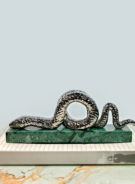 现代简约银蛇摆件家居装饰品样板间客厅玄关桌面软装饰品