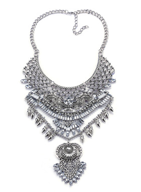 朋克风镶钻铆钉复古大牌锁骨项链