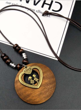 复古棉麻配饰民族风木质树叶吊坠