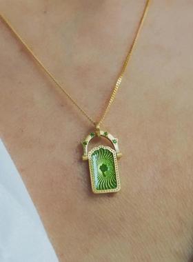 幸运四叶草可转动运动生命树项链