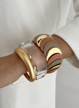 夸张几何树脂手镯组合