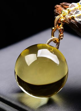 大号柠檬黄纯天然黄水晶平安扣水滴无事牌吊坠原石雕男女款