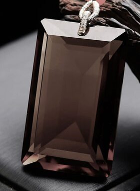 天然茶水晶平安无事牌吊坠男女方牌项链挂件雕刻字图