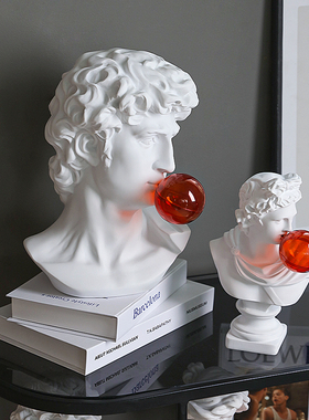 速发创意吹饰泡大卫雕塑石玄像酒柜摆件家居泡品艺术北厅膏关装饰