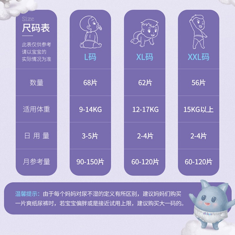 一片爽弹力兔拉拉裤XL婴儿尿不湿男女宝宝纸尿裤超薄透气干爽轻薄