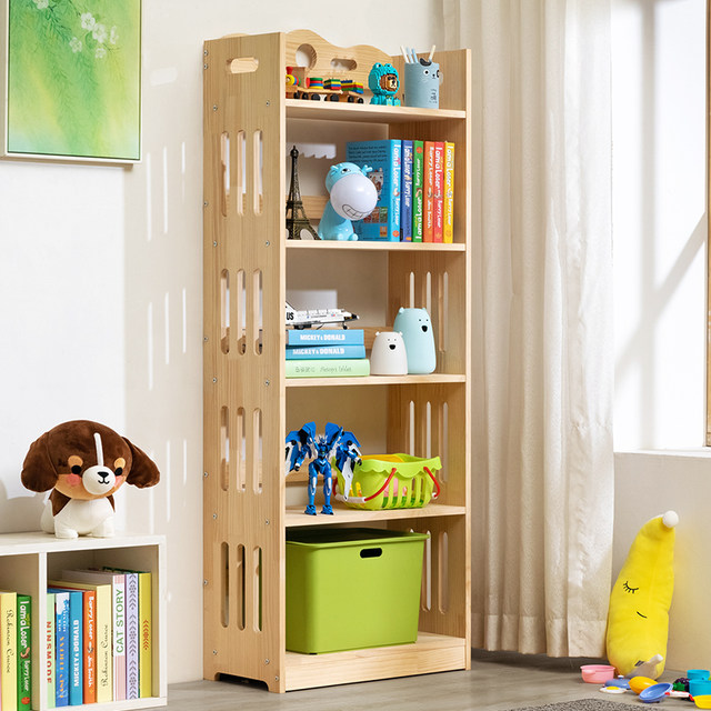 Solid wood bookshelves floor-standing cabinet on desktop