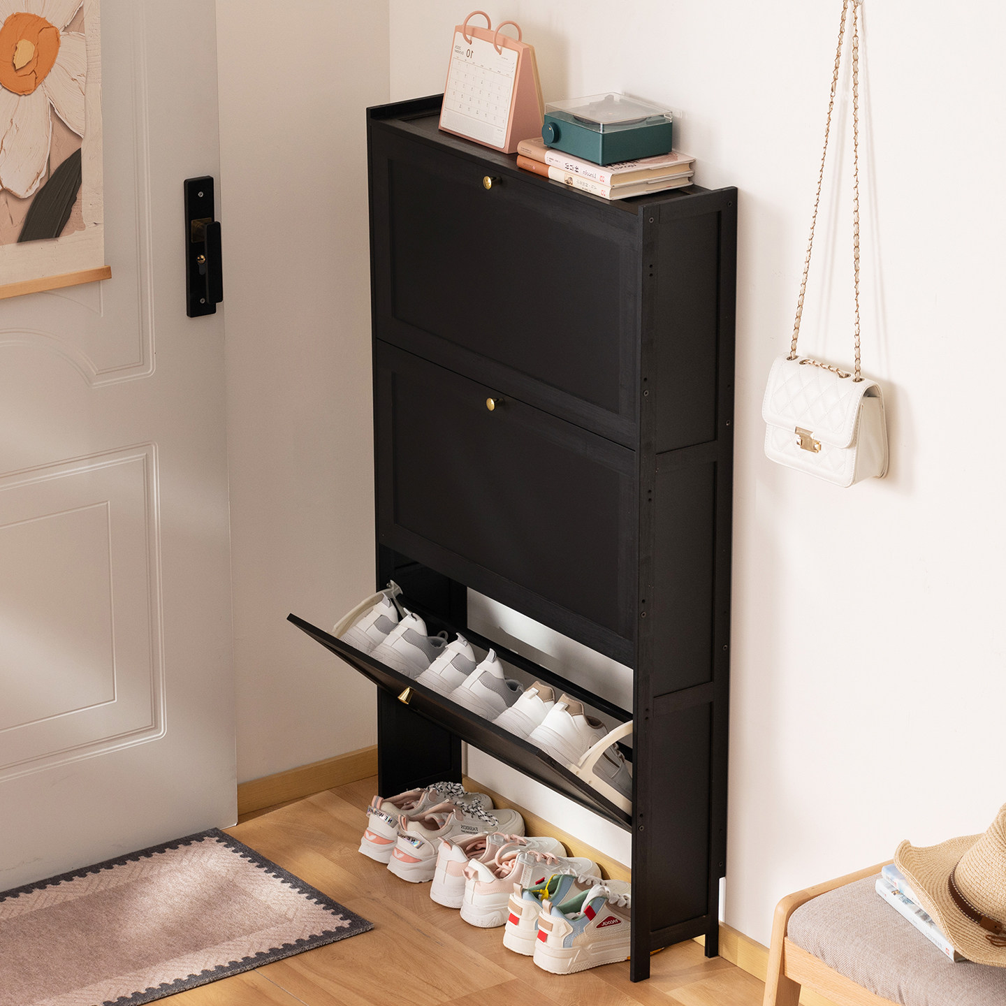 超薄鞋柜家用门口翻斗鞋架子大容量入户门玄关省空间收纳神器简易,淘宝优惠券,粉丝福利购,淘宝优惠卷