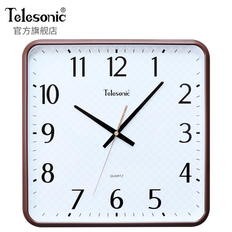 TELESONIC/天王星简约时尚石英钟客厅挂钟方盘居家静音卧室壁钟表 - 图3