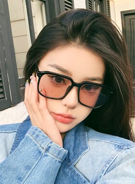 速发韩系复古黑框茶色防街外线墨小潮显脸镜防晒遮紫拍太镜