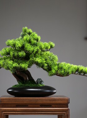 速发新中式禅居迎客松家意办公室客厅电视柜玄关装饰摆件酒店景观