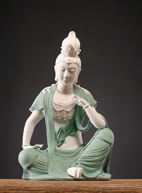 速发陶禅中月自在水式瓷意客厅玄关博古架佛像家居装饰工艺品