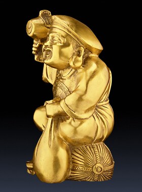 速发铜大黑天财神招像摆件 纯铜坐手财神宗萨像 本命密菩佛像