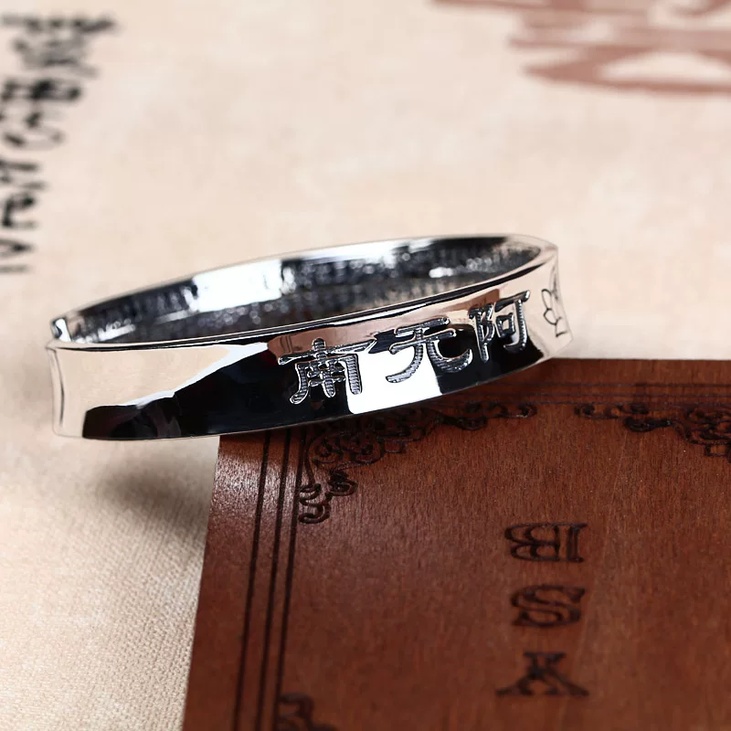 S990 retro Thai silver bracelet, нит Buddha lotus Lotus Express Buddhist Sutra Jackie Jet Pineapple Multi-Heart silver bracelet
