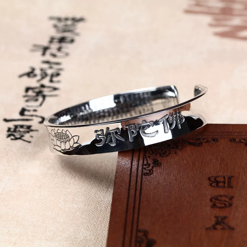 S990 retro Thai silver bracelet, нит Buddha lotus Lotus Express Buddhist Sutra Jackie Jet Pineapple Multi-Heart silver bracelet