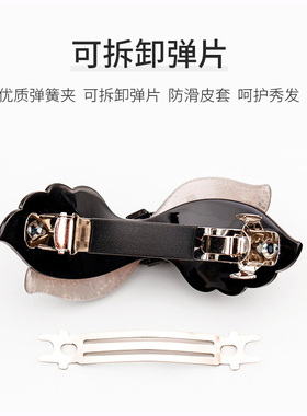 撞色优雅发夹大号水钻蝴蝶结