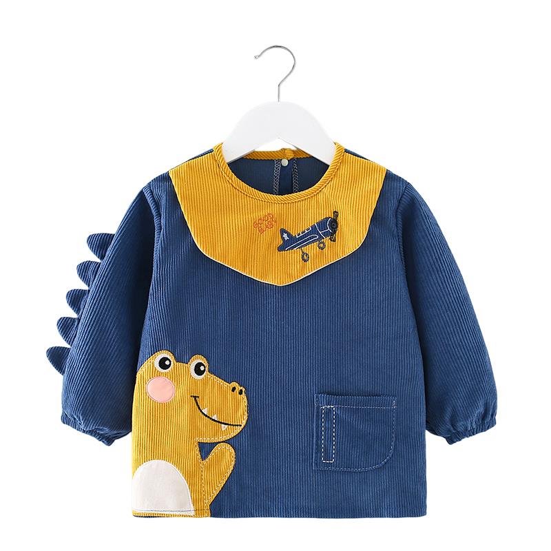 Baby smock, children's waterproof anti-fouling protective clothing, autumn and winter baby boy's back-to-back eating apron, corduroy baby bib