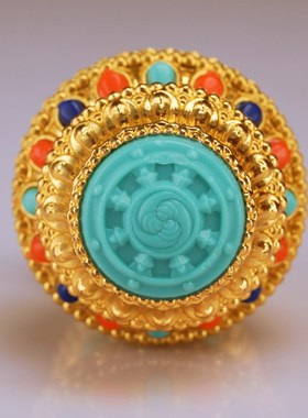 速发装藏宝瓶财神宝瓶摆王格桑花藏式密宗供奉合金摩尼件宝藏地瓶