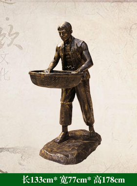 速发古法制茶八件套仿艺流招茶文化玻璃钢工铜茶庄茶馆落地程财雕