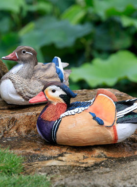 速发子园摆件院花池塘池饰水装动物鸳鸯摆件树脂工艺户外鱼池造景