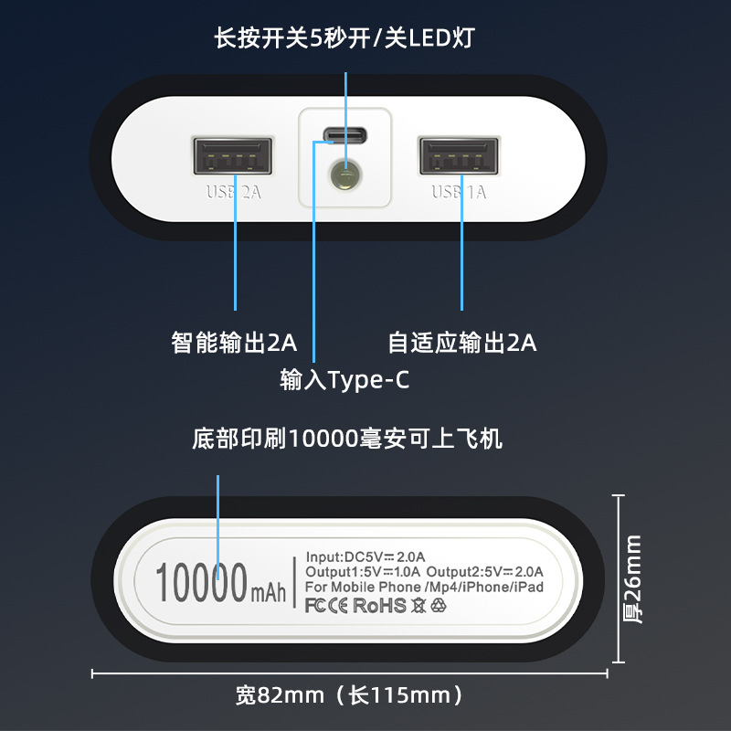 可拆卸移动电源充电宝盒免焊接18650锂电池DIY套件户外便携充电宝