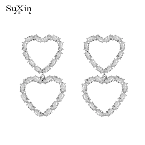 Серьги в виде сердечка в форме сердца, милый аксессуар, популярно в интернете, простой и элегантный дизайн