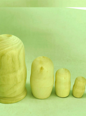 俄式套娃－5层木胎椴木白茬白胚没画的套娃diy原位精磨