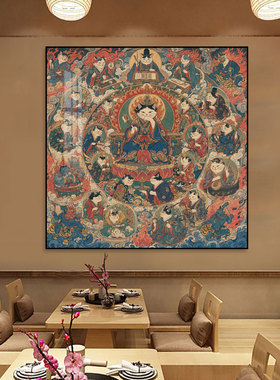 国潮唐卡茶室装饰画日式榻榻米餐厅居酒屋挂画趣味恶搞猫咪壁画