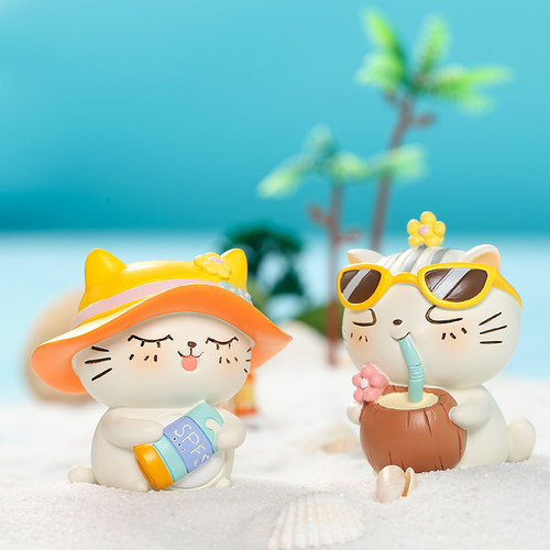 可爱猫咪摆件小号招财猫创意治愈办公桌工位装饰车载饰品送女朋友 - 图0