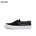 BLESS SHOE monotone Slip-on kiểu dáng tối giản bằng da màu đen khâu thấp để giúp giày lười - Giày thấp