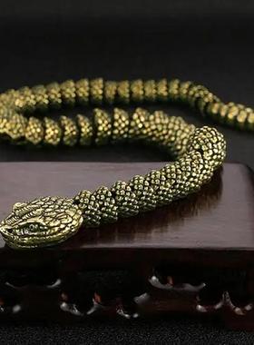 速发黄铜铸造活动关家龙节居桌面装饰蛇摆件古玩工艺收品摆饰礼藏